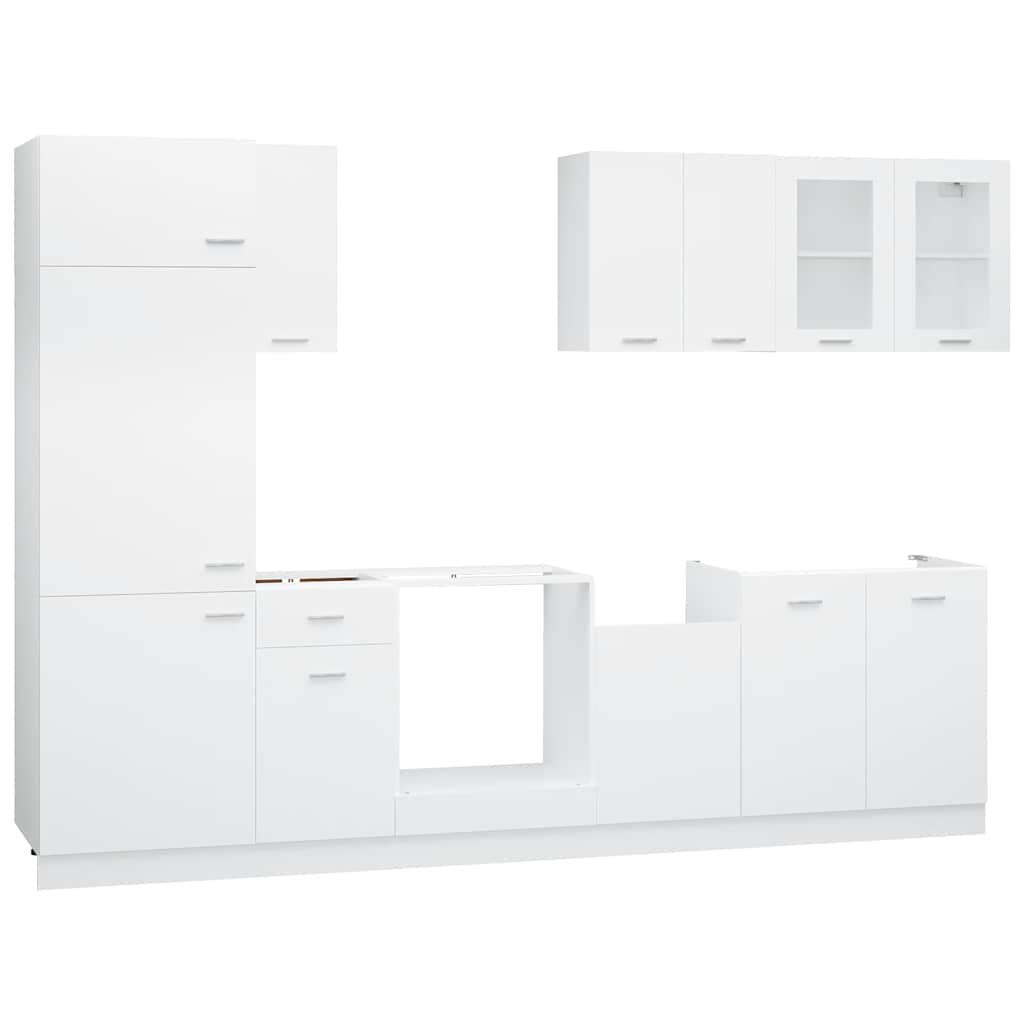 8-tlg. Küchenzeile Lyon Weiß Holzwerkstoff