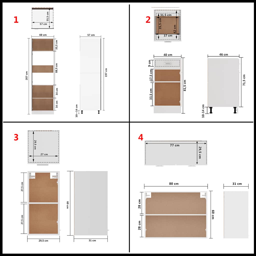 8-tlg. Küchenzeile Lyon Weiß Holzwerkstoff
