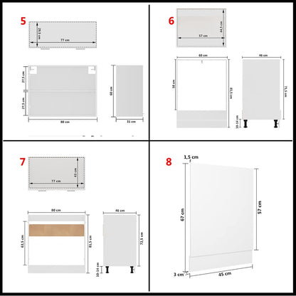 8-tlg. Küchenzeile Lyon Weiß Holzwerkstoff