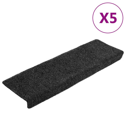 Stufenmatten Selbstklebend 5 Stk. 65x21x4 cm Dunkelgrau Rechteckiger Rand