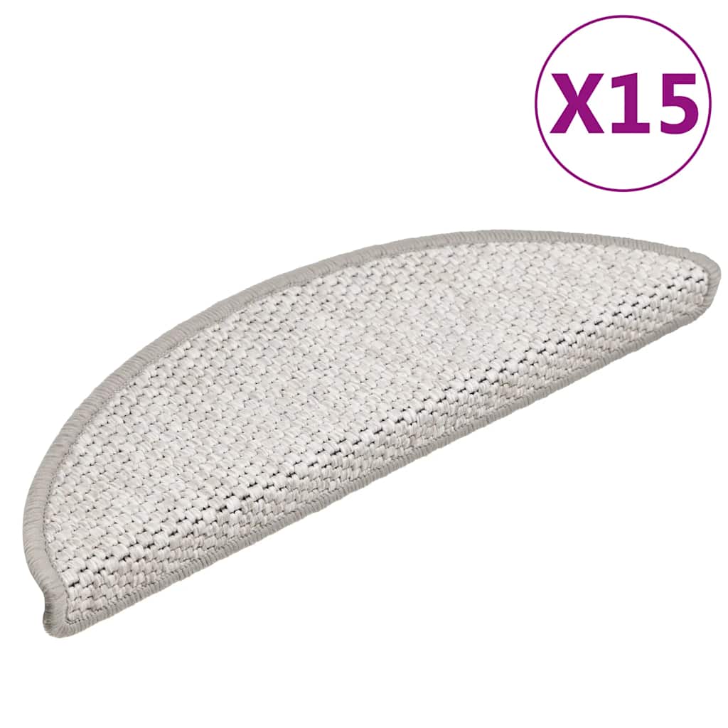 Treppenmatten Selbstklebend Sisal-Look 15 Stk. 56x17x3 Platina