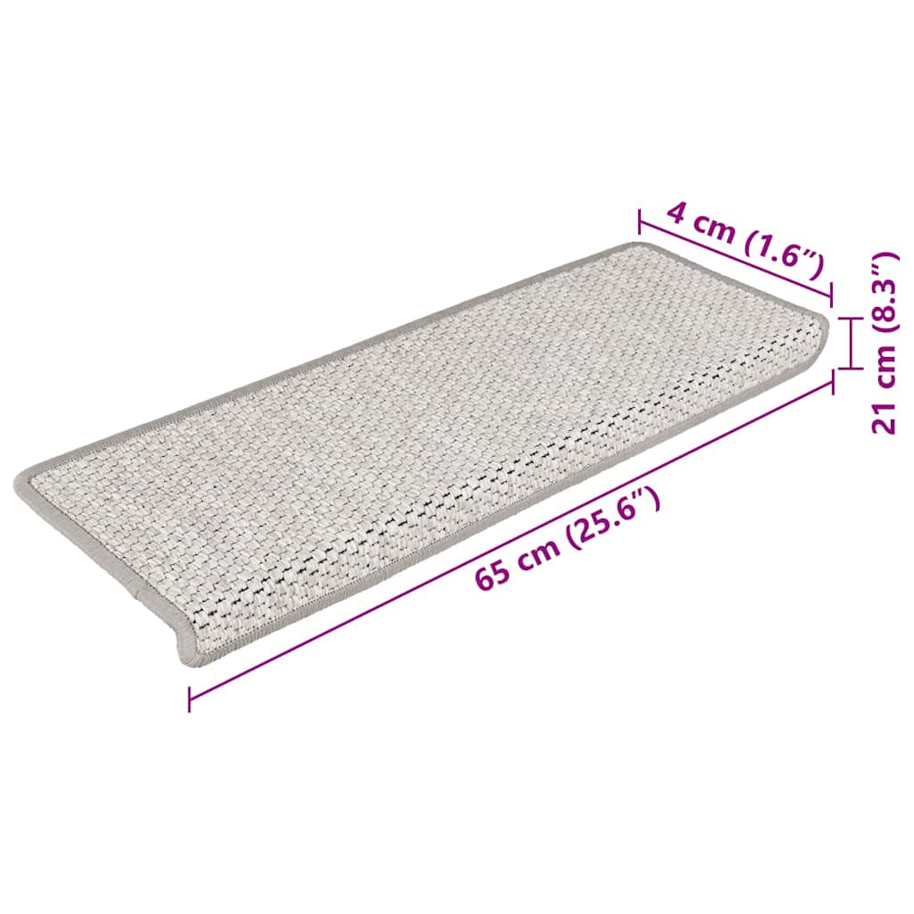 Treppenmatten Selbstklebend Sisal-Look 15 Stk. 65x21x4 Platina