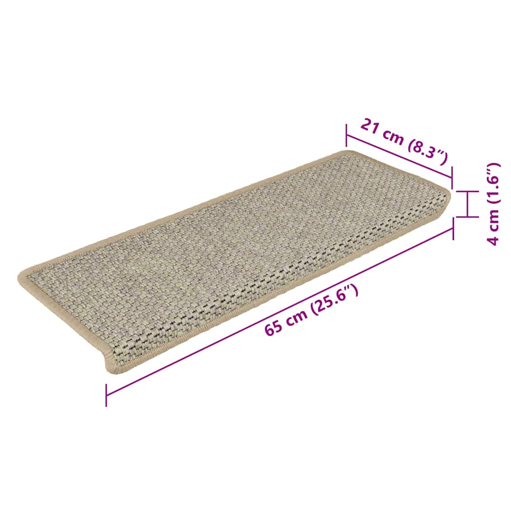 Treppenmatten Selbstklebend Sisal-Look 15 Stk 65x21x4 Hellgrün