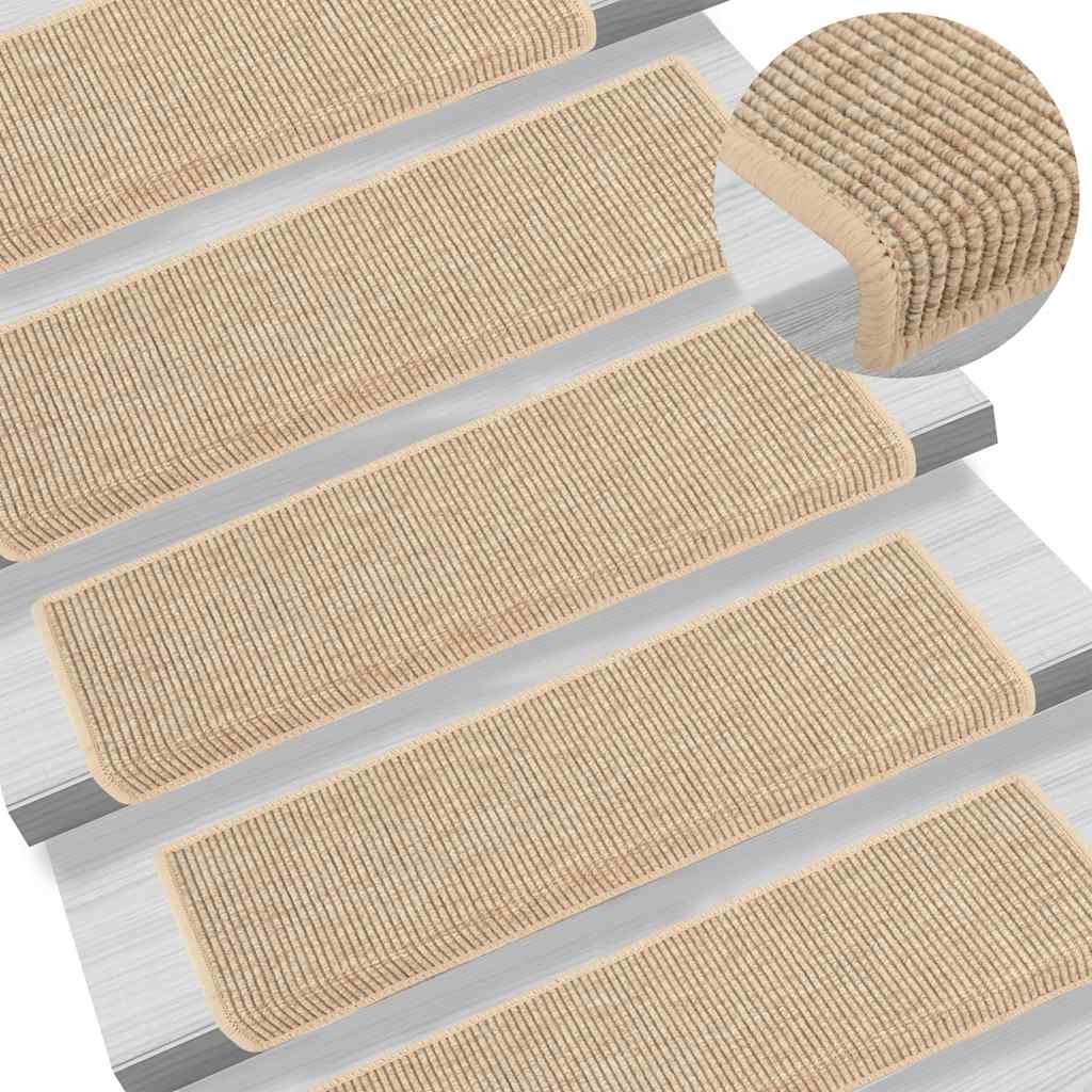 Stufenmatten 15 Stk. 65x21x4 cm Hellbeige Rechteckiger Rand