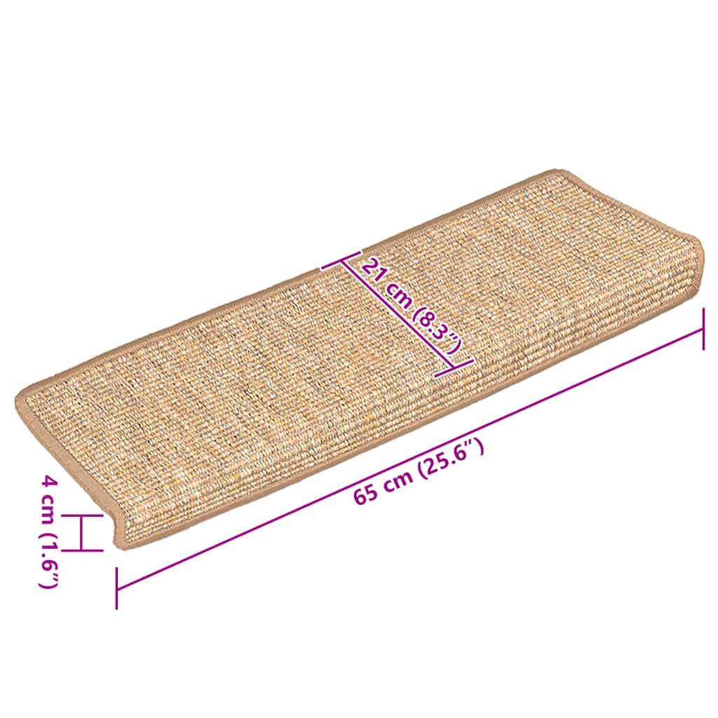 Stufenmatten 15 Stk. 65x21x4 cm Hellbraun Rechteckiger Rand