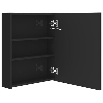 LED-Bad-Spiegelschrank Glänzendes Schwarz 50x14x60 cm