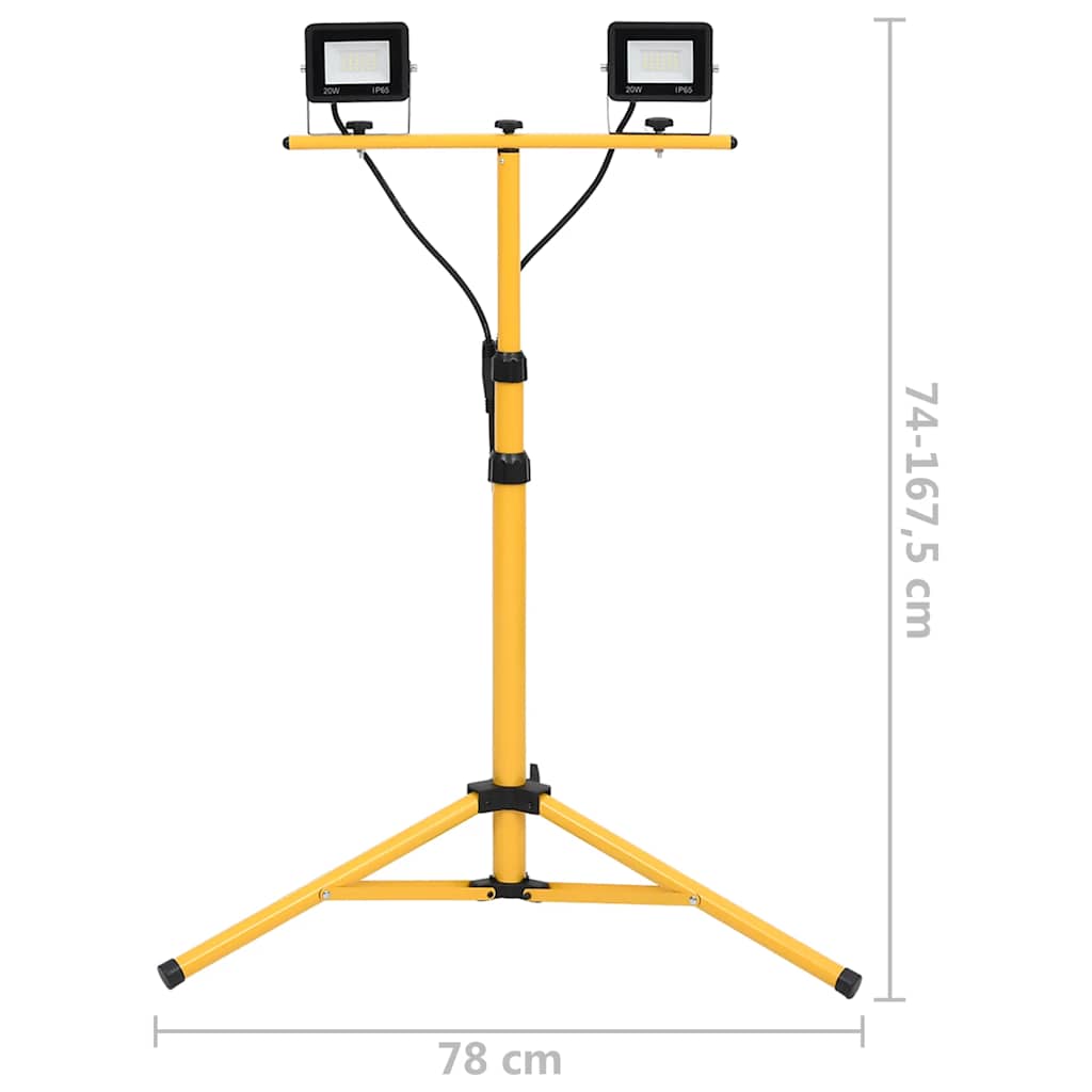 LED-Fluter mit Stativ 2x20 W Kaltweiß