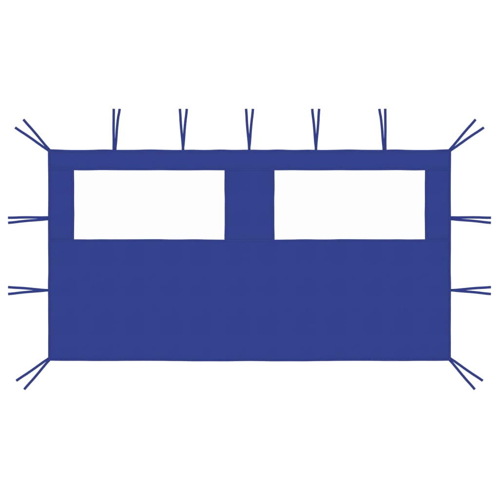 Pavillon-Seitenwand mit Fenstern 4x2 m Blau