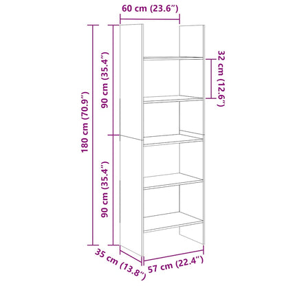 Bücherregal Schwarz 60x35x180 cm Holzwerkstoff