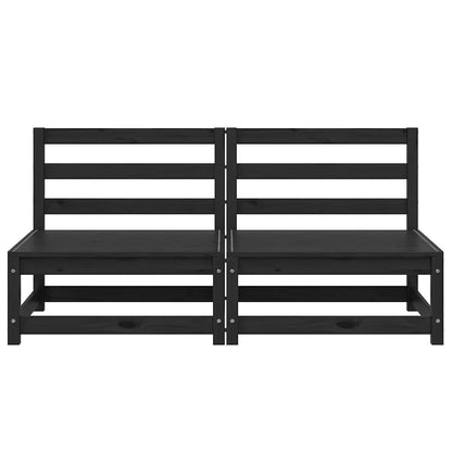 Garten-Mittelsofas 2 Stk. Schwarz Kiefer Massivholz