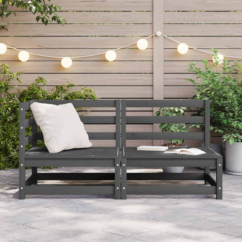 2-tlg. Garten-Lounge-Set Grau Kiefer Massivholz