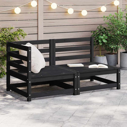 2-tlg. Garten-Lounge-Set Schwarz Massivholz Kiefer