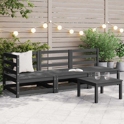 3-tlg. Garten-Lounge-Set Grau Kiefer Massivholz
