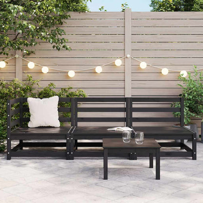 3-tlg. Garten-Lounge-Set Schwarz Massivholz Kiefer