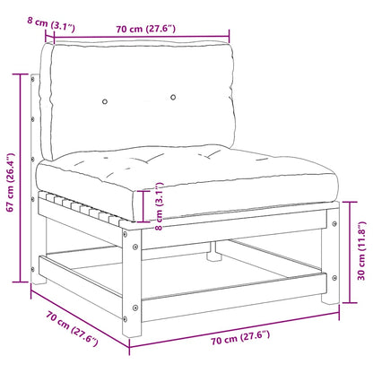Garten-Mittelsofa mit Anthrazit Kissen Grau Massivholz Kiefer