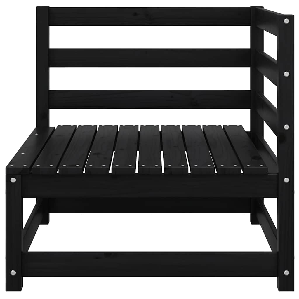 Gartensofa 2-Sitzer mit Kissen Schwarz Kiefer Massivholz