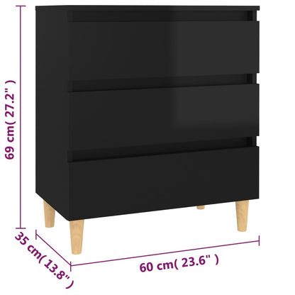 Sideboard Hochglanz-Schwarz 60x35x69 cm Holzwerkstoff