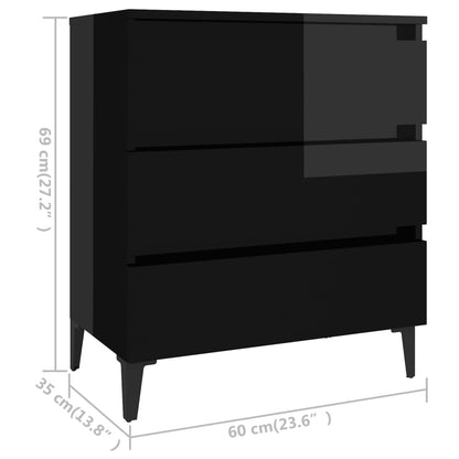 Sideboard Hochglanz-Schwarz 60x35x69 cm Holzwerkstoff