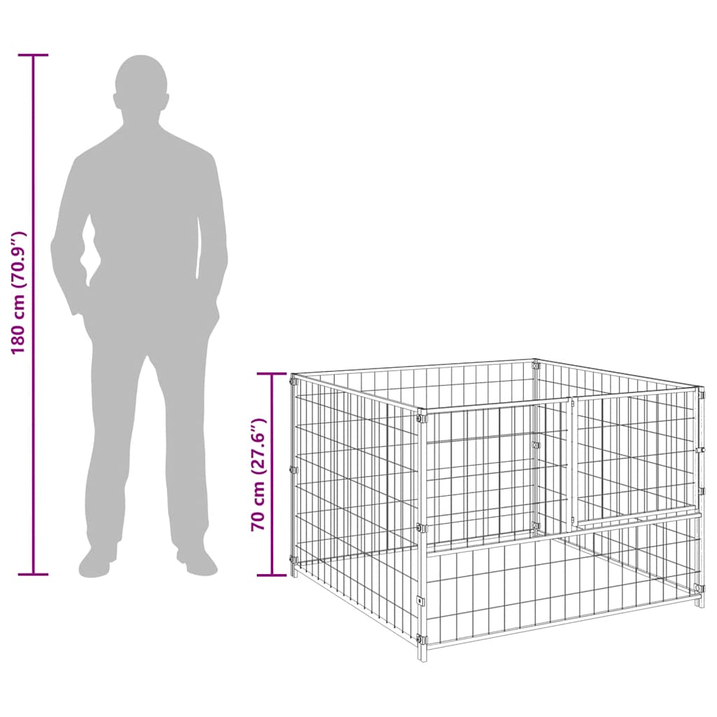 Hundezwinger Silbern 100x100x70 cm Stahl