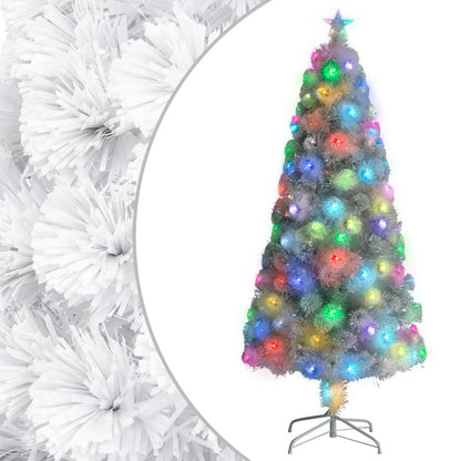 Künstlicher Weihnachtsbaum mit Beleuchtung Weiß 150cm Glasfaser