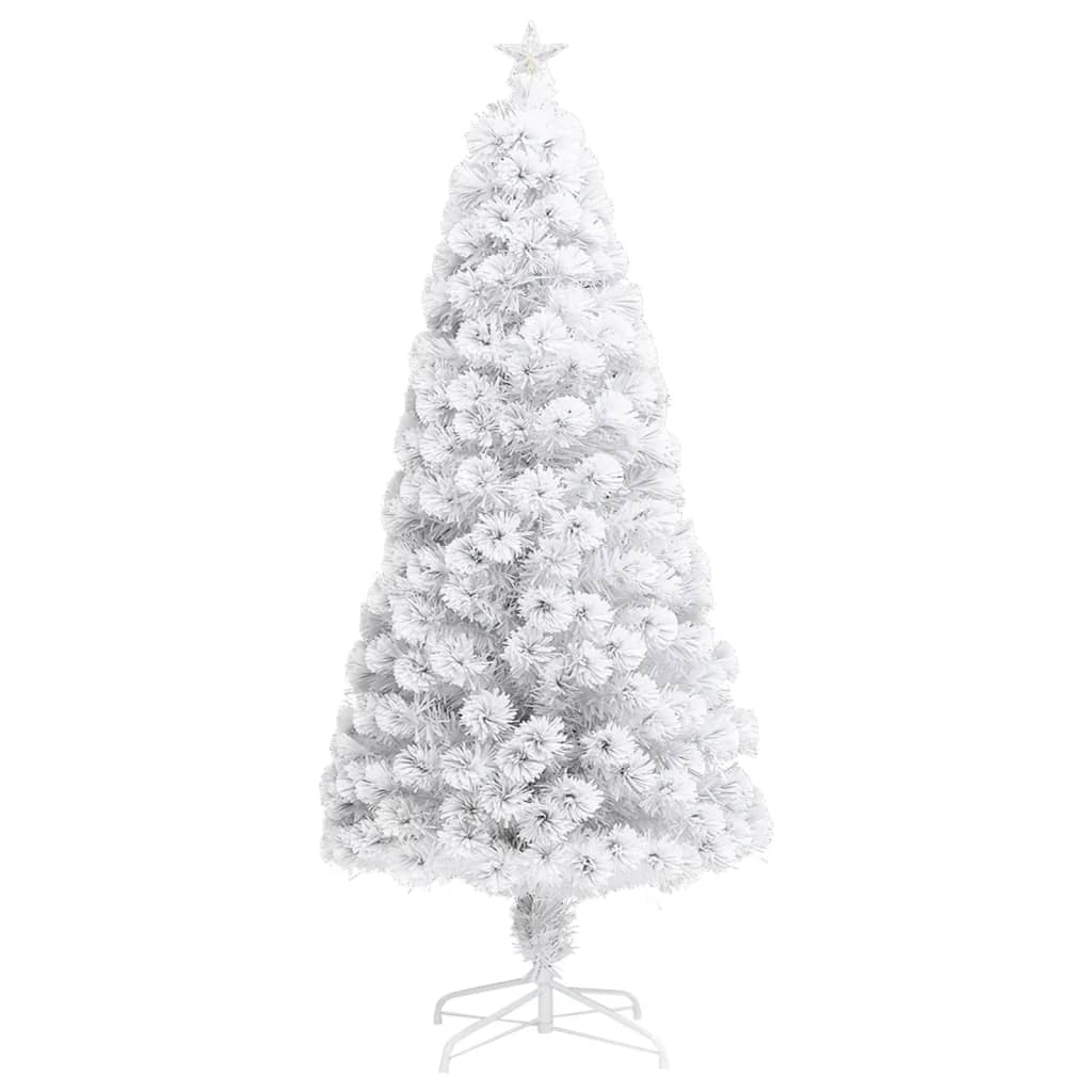 Künstlicher Weihnachtsbaum mit Beleuchtung Weiß 150cm Glasfaser