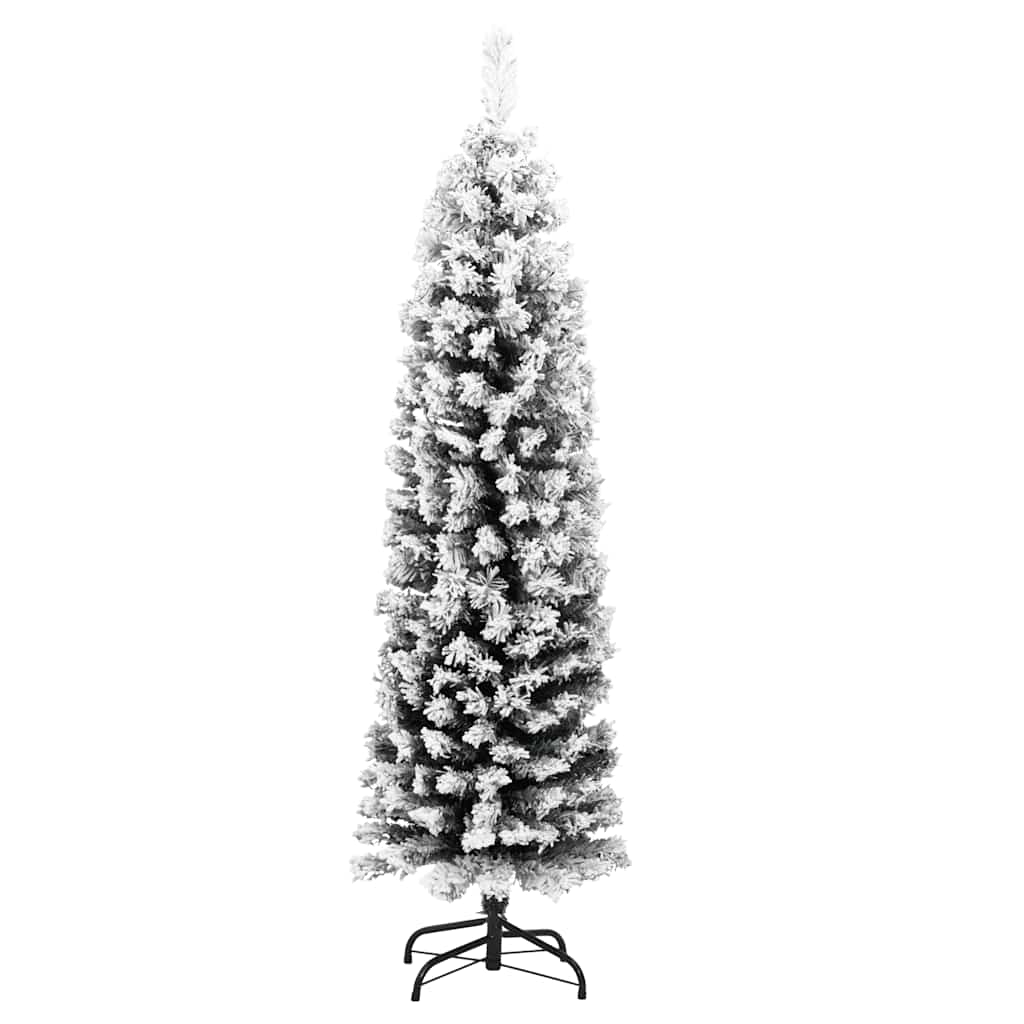 Künstlicher Weihnachtsbaum Schlank mit Schnee Grün 120 cm PVC
