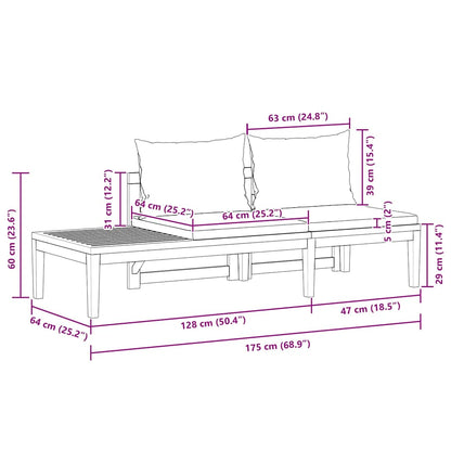 Gartenbank mit Tisch & Cremeweißen Kissen Massivholz Akazie
