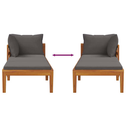 Sonnenliege mit 1 Armlehne Dunkelgrau Massivholz Akazie