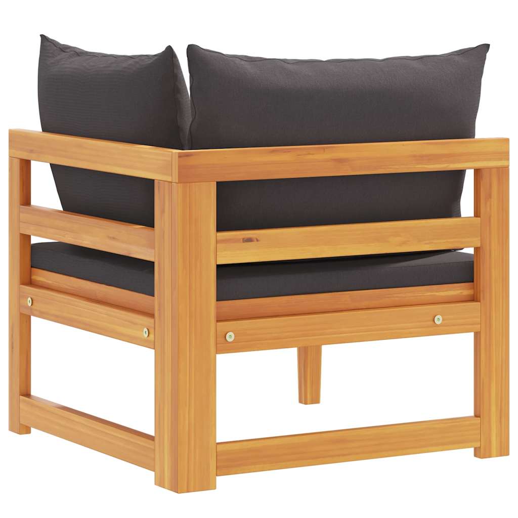 Ecksofa mit Dunkelgrauen Kissen Massivholz Akazie