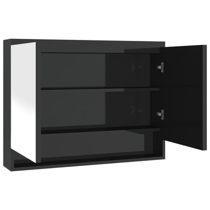 Spiegelschrank fürs Bad 80x15x60 cm Glänzend Schwarz