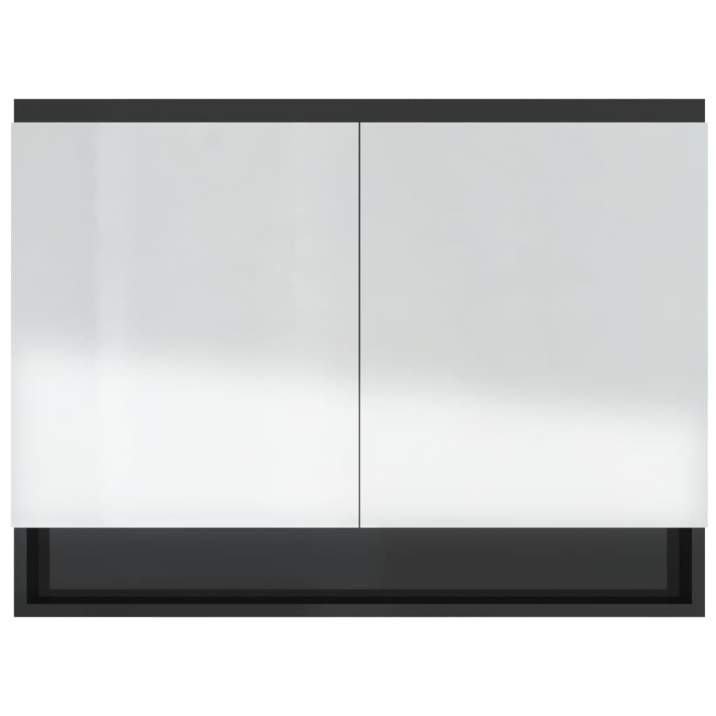 Spiegelschrank fürs Bad 80x15x60 cm Glänzend Schwarz
