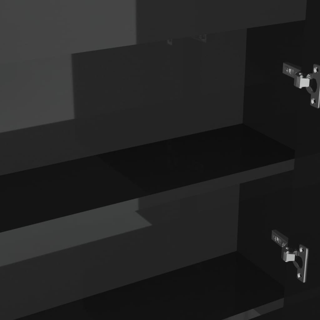 Spiegelschrank fürs Bad 80x15x60 cm Glänzend Schwarz