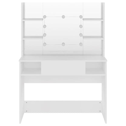 Schminktisch mit LED-Beleuchtung 100x40x135 cm MDF Weiß