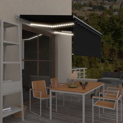 Markise Manuell Einziehbar mit Rollo & LED 3x2,5m Anthrazit