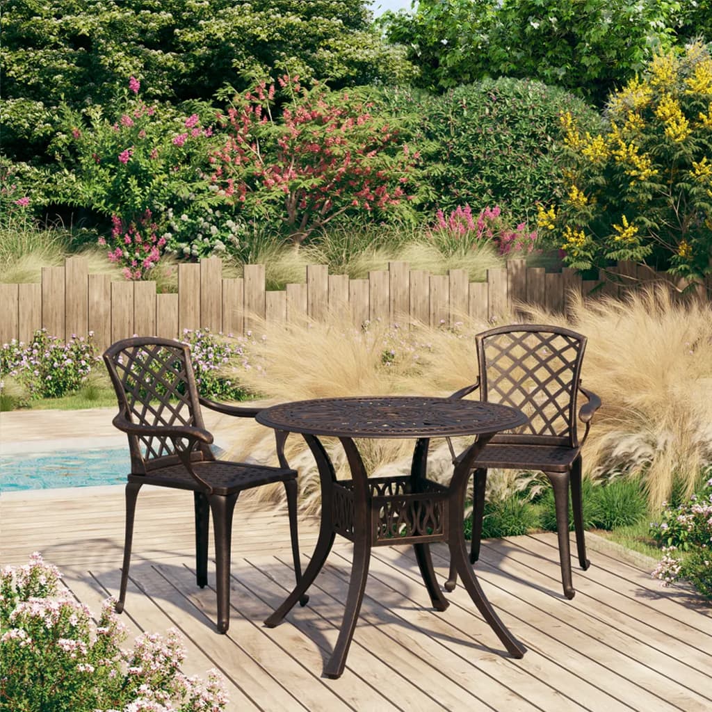 3-tlg. Bistro-Set Aluminiumguss Bronzen
