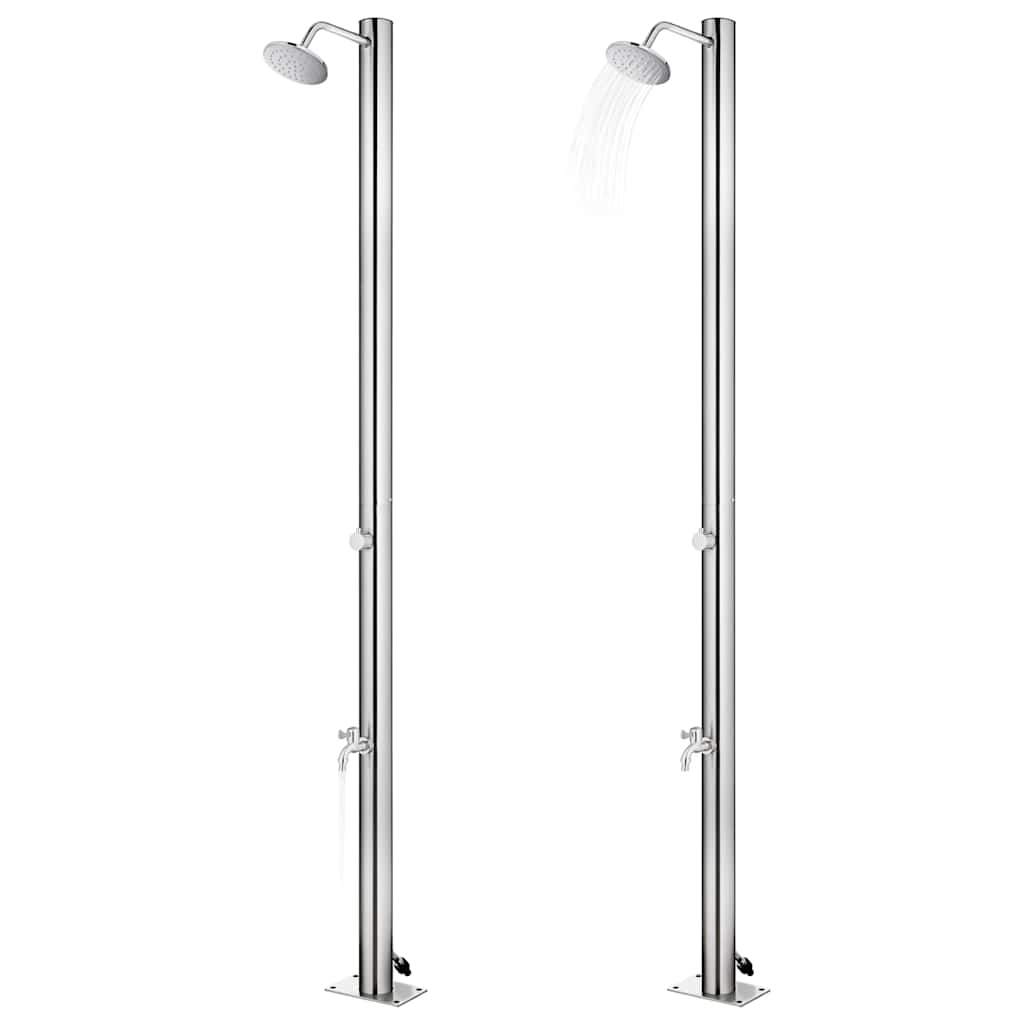 Gartendusche mit Brauner Bodenplatte 220 cm Edelstahl