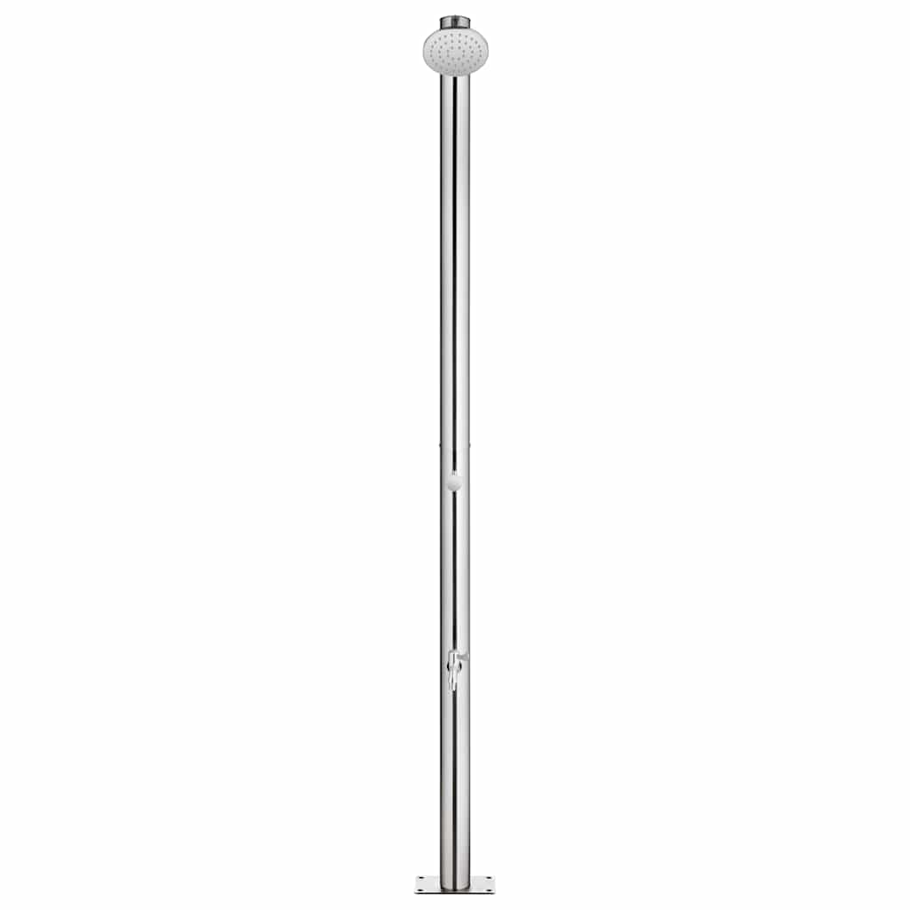 Gartendusche mit Brauner Bodenplatte 220 cm Edelstahl