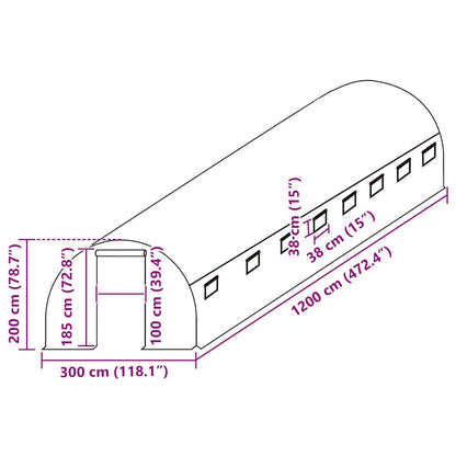 Ersatzabdeckung für Gewächshaus (36 m²) 300x1200x200 cm Grün