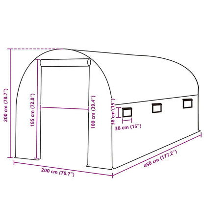 Ersatzabdeckung für Gewächshaus (9 m²) 200x450x200 cm Grün