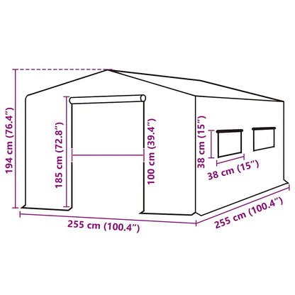 Ersatzabdeckung für Gewächshaus (6,5025 m²) 255x255x194 cm Grün