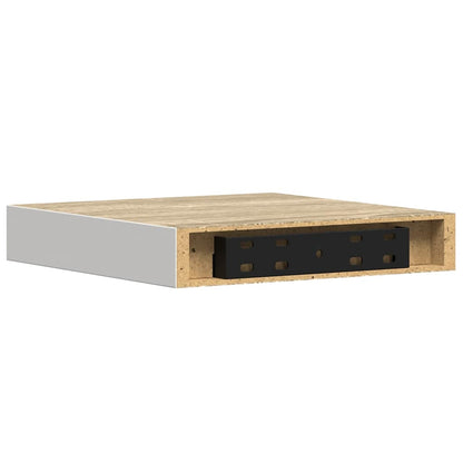 Schweberegale 2 Stk. Eichen-Optik und Weiß 23x23,5x3,8 cm MDF