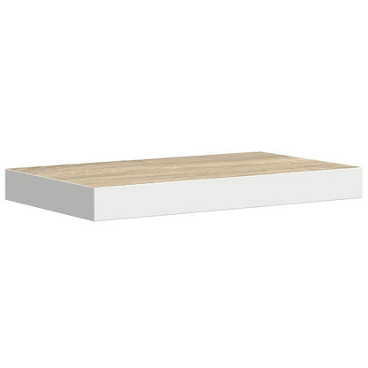Schweberegale 2 Stk. Eichen-Optik und Weiß 50x23x3,8 cm MDF