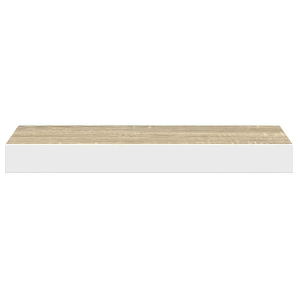 Schweberegale 2 Stk. Eichen-Optik und Weiß 50x23x3,8 cm MDF