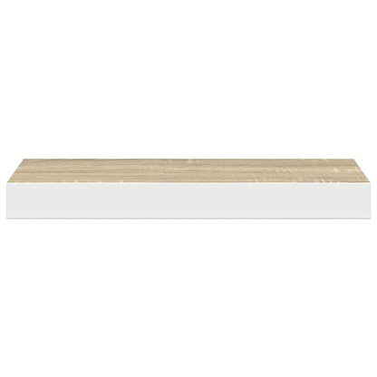 Schweberegale 4 Stk. Eichen-Optik und Weiß 50x23x3,8 cm MDF
