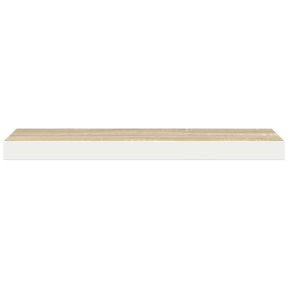 Schweberegale 2 Stk. Eichen-Optik und Weiß 60x23,5x3,8 cm MDF