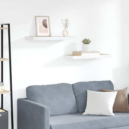 Schweberegale 2 Stk. Eichen-Optik und Weiß 60x23,5x3,8 cm MDF