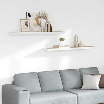 Schweberegale 2 Stk. Eichen-Optik und Weiß 120x23,5x3,8 cm MDF