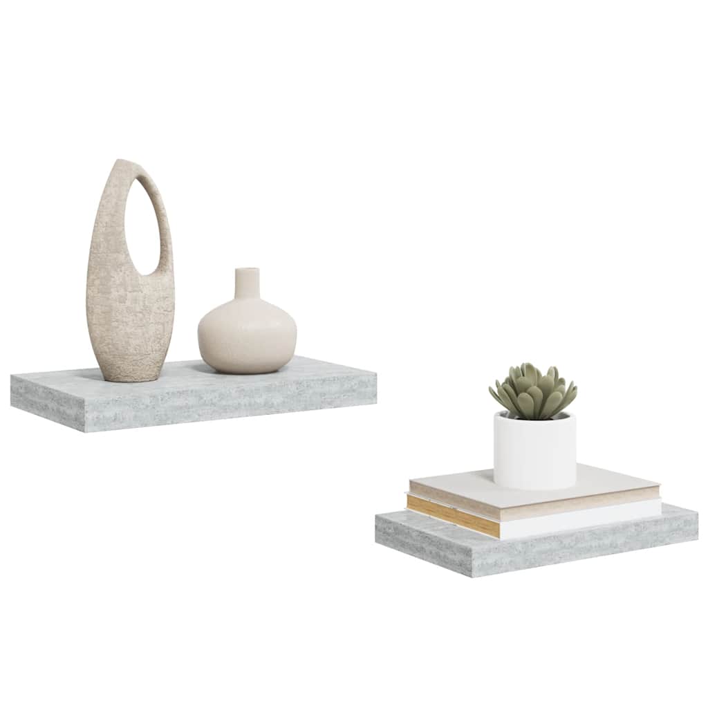 Schweberegale 2 Stk. Betongrau 40x23x3,8 cm MDF