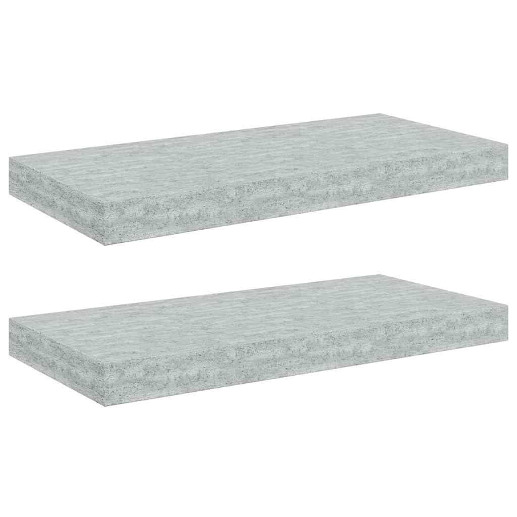 Schweberegale 2 Stk. Betongrau 50x23x3,8 cm MDF