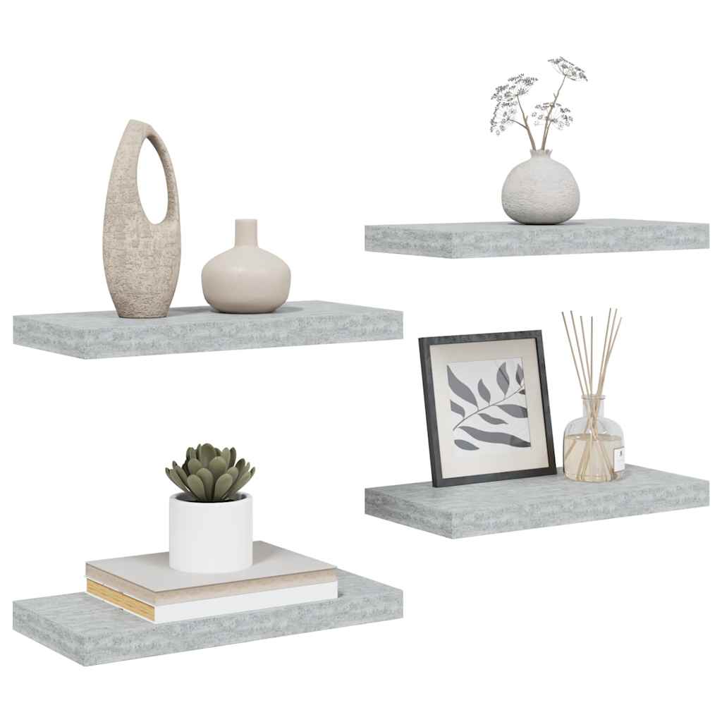 Schweberegale 4 Stk. Betongrau 50x23x3,8 cm MDF